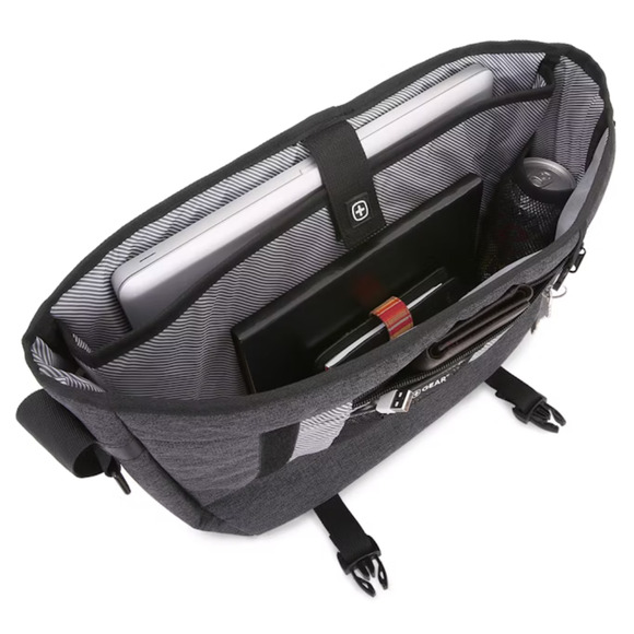 Swiss Gear Laptop Bag Messenger Mens 16 inch Gray Black Getaway Work Carry On - Picture 5 of 11